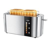 Short/long Slot Toaster 2/4-slice, Stainless Steel Toasters With Touch Screen & Digital Display, 6 Browning Levels, Built-in Drying Rack, Double Wall Shell, For Sandwiches Waffles & Double long slot
