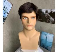 Short Male Black Cut Synthetic Wigs For Young Men Side Part Natural Straight Wave Hair High Temperature Fiber Daily Wigs-189 Brown-6inches-1 PC