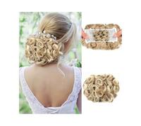 Short Messy Curly Dish Hair Bun Extension Easy Stretch Hair Scrunchie Combs Clip in Ponytail Hairpieces(27T613)