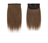 Short Mini Clip in Human Hairs Extensions, Invisible Hairpin Silky Straight Real Remy Hair, Small Thin One Piece Hairpieces for Women Quick to Wear(Light Brown,8inch 12g)
