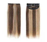 Short Mini Clip in Human Hairs Extensions, Invisible Hairpin Silky Straight Real Remy Hair, Small Thin One Piece Hairpieces for Women(Medium Brown Mix Dark Blonde,8inch 12g)