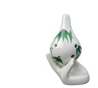 Short Mouthed Ocarina Six Hole Binaural Instrument For Beginners(Small long mouth (green bamboo))