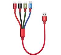 Short Multi Charger Cable [3.5A 35CM] 4 in 1 Charging Cable, Nylon Braided