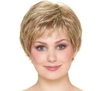 Short natural blonde wig, short blonde wig for women, fluffy laminated wig, short blonde laminated wig, short elegant fluffy laminated wig, slightly curly short wig