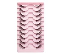 Short Natural False Lashes New Half Cut False Eyelash Transparent Stem 10 Pair Occidental Eyetail Lengthened Half Eye Natural Dense Eyelash 301 Lashes