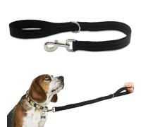 Short Nylon Leash with Handle, 24 Inch Heavy Duty Dog Leash, Padded Handle and D-Ring for Control, 27.5 Inch Long for Small to Large Dogs, Training Lead, Black