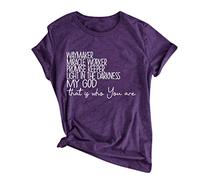 Short O-Neck Casual Tops for Printing Loose Letters Women's Blouses T-Shirt with Sleeves Shirt Yellow Women, purple, 3XL