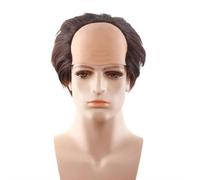 Short Old Man Bald Cap Wig Halloween Makeup,Synthetic Balding Cap With Hair On Sides Halloween Cosplay Costume Wigs (Brown)