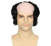 Short Old Man Bald Wig Halloween Makeup,Synthetic Balding With Hair Costume On Wigs Halloween (Black) Sides Cosplay