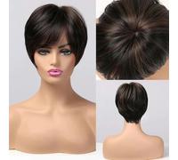 Short Ombre Ash Blonde White Synthetic Wigs With Bangs For Black Woman Cut Platinum Wig Cosplay High-Temperature Fake Hair-SS166-4