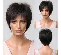 Short Ombre Ash Blonde White Synthetic Wigs With Bangs For Black Woman Cut Platinum Wig Cosplay High-Temperature Fake Hair-LC2020-1