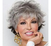 Short Ombre Copper Layered Synthetic Hair Wig with Bangs Mixed Auburn Curly Wigs for Women-6-12INCHES