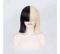 Short Ombre Hair Wigs For Women Straight SIA Wig Cosplay Black Blonde Bob Wigs With Bangs Synthetic False Hair A
