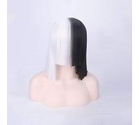 Short Ombre Hair Wigs For Women Straight SIA Wig Cosplay Black Blonde Bob Wigs With Bangs Synthetic False Hair B