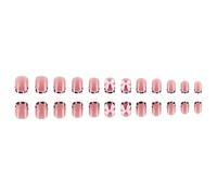 Short Oval ABS False Nails with Metallic Print and Raised Bowknot Design Pack of 24Pieces Press Stick Fashion Press Stick