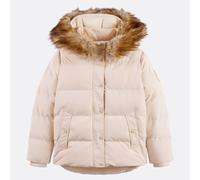 Short Padded Jacket with Faux Fur Hood Ecru