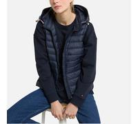 Short Padded Quilted Gilet with Hood Navy