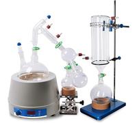 Short Path Distillation Kit 2L Complete Setup: 2000ml Essential Oil Extraction with Heating Mantle, Stirrer & Cold Trap for Laboratory & Home Use