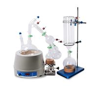 Short Path Distillation Kit for Essential Oil Extraction | 2L Laboratory Setup with Heating Mantle, Stirrer & Cold Trap (2000ml)