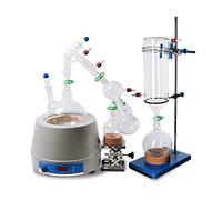 Short Path Distillation Kit for Essential Oils, 2L Lab Apparatus with Heating Mantle, Stirring, and Cold Trap, Ideal for Home and Lab Extraction