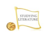 Short Phrase Studying Literatures Golden Metal Flag Lapel Pin Badge