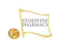 Short Phrase Studying Pharmacy Golden Metal Flag Lapel Pin Badge