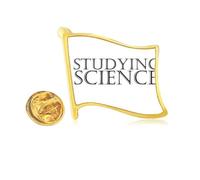 Short Phrase Studying Science Golden Metal Flag Lapel Pin Badge