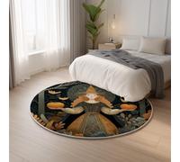 Short Pile Anti Slip Black Carpet Round Geometric Mysterious Witch,Classic Lightweight Ideal for Living Room, Bedroom, Nursery, Kids Baby Room Rug 100 cm