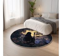 Short Pile Anti Slip Black Carpet Round Mysterious Grim Reaper Garden,Indoor Carpet Luxury Throw Rug for Living Room, Bedroom, Nursery, Kids Baby Room Rug 160 cm