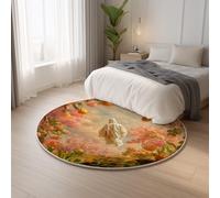 Short Pile Anti Slip Pink Carpet Round Joyful Ghost Garden,Classic Lightweight Ideal for Living Room, Bedroom, Nursery, Kids Baby Room Rug 120 cm