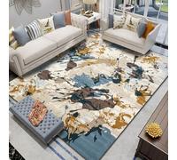 Short Pile Area Rugs Modern Living Room Rug 200 x 250 cm Large Super Soft Anti-Slip Washable Carpet modern abstract brown blue yellow