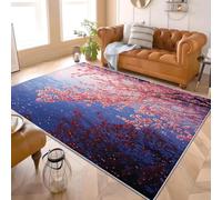 Short Pile Carpets 60x90 cm Beautiful Riverside Florals TPR Anti-Slip Backing, Machine Washable, Stain Resistant Non-Shedding Living Room Area Rugs Pink Soft Bedroom Carpet