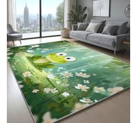 Short Pile Rug Cartoon Cute Forest Frog Washable Soft Home Area Rug for Bedroom Hall Kids Baby Room Hallway Runners Carpet Mat Green, 120 x 160 cm