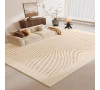 Short Pile Rug Living Room Bedroom Rug Non-Slip Textured Soft Touch with Glossy Details Modern Luxury Home Decor Beige,140x200cm