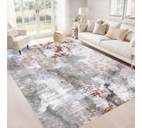 Short Pile Rugs for Living Room Non Slip Washable Carpet 90 X 150 CM | Anti Slip,Soft Non Shedding Floor Mat for Hall,Durable Carpet,Suitable for hotels,restaurants,balconies,Red Brown Abstract