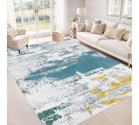 Short Pile Rugs for Living Room Non Slip Washable Carpet 90 X 150 CM | Anti Slip,Soft Non Shedding Floor Mat for Hall,Durable Carpet,Suitable for hotels,restaurants,balconies,Blue Gray Yellow