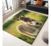 Short Pile Rugs for Living Room, Rugs for Bedroom Machine Washable Non Slip Foldable Carpet, Animal Donkey Playing In The Farmland Patterned Stain Resistant Floor Mat 160 x 230cm