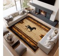 Short Pile Rugs for Living Room, Rugs for Bedroom Machine Washable Non Slip Foldable Carpet, Beige Brown Retro Western Patterned Stain Resistant Floor Mat 120 x 180cm