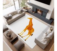 Short Pile Rugs for Living Room, Rugs for Bedroom Machine Washable Non Slip Foldable Carpet, Cartoon Giraffe Patterned Stain Resistant Floor Mat 120 x 180cm