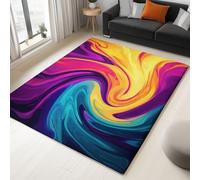 Short Pile Rugs for Living Room, Rugs for Bedroom Machine Washable Non Slip Foldable Carpet, Colorful Marbled Psychedelic Patterned Stain Resistant Floor Mat 120 x 180cm