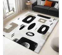 Short Pile Rugs for Living Room, Rugs for Bedroom Machine Washable Non Slip Foldable Carpet, Shabby Chic Mid-Century Geometric Patterned Stain Resistant Floor Mat 120 x 180cm