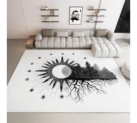 Short Pile Rugs for Living Room, Rugs for Bedroom Machine Washable Non Slip Foldable Carpet, Sun Moon Star Tree Of Life Patterned Stain Resistant Floor Mat 140 x 200cm