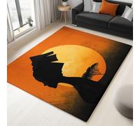 Short Pile Rugs for Living Room, Tribal Culture Rugs for Bedroom Machine Washable Non Slip Foldable Carpet, African Women Silhouettes Patterned Stain Resistant Floor Mat 160 x 230cm