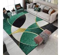 Short Pile Washable Rugs Living Room 110 x 190 cm, Area Rugs for Bedroom, Non Slip Washable Kitchen Rugs Modern Green Mosaic Geometry