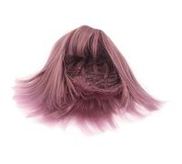 Short Pink Bob Wigs with Bangs Stylish Straight Synthetic Hair Wig Adjustable Buckle Design for Women Fashion Daily Wear Party Cosplay