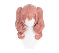Short Pink Double Ponytail Wig for Women Lolita Curly Pastel Cosplay Wigs Realistic Anime Costume Wigs Heat Resistant Synthetic Wig for Halloween Party