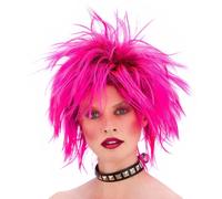 Short Pink Punk Rocker Wig 1980s Fancy Dress Halloween