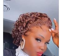 Short Pixie Curly Wigs,African Fashion Small Curly Short Curly Wig Set,Small roll Chemical Fiber Head Cover,for Women,Natural Comfort and Breathability Dark Brown (Dark Brown)