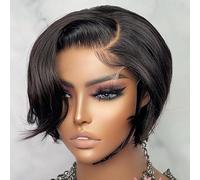 Short Pixie Cut Lace Front Wig Human Hair, 13x1 Lace Frontal Bob Black Wigs,8 Inch Short Pixie Wig,for Women Daily Party Cosplay Use.