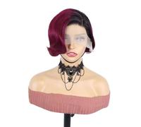 Short Pixie Straight Bob Wigs for Black Women 13 x4 x1 T Part Lace Frontal Wig for Daily Use(1B/99J)